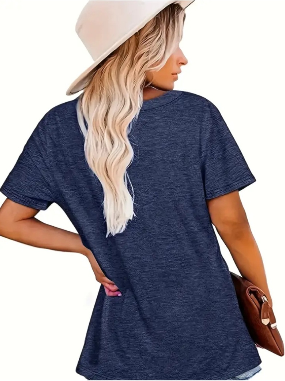 WESTERN Heathered Blue Crewneck Graphic Print GIDDY UP Tee Shirt - Picture 2 of 5